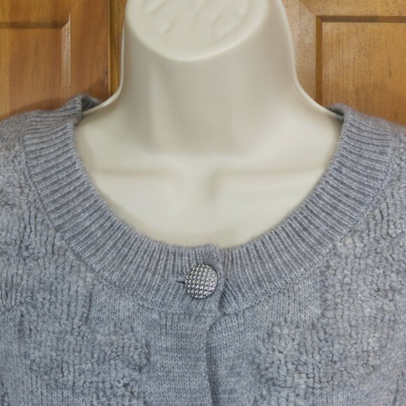 Elena Wang Light Grey Cardigan Sweater Buttons Size Large - Picture 2 of 11